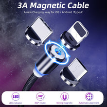 Cargar imagen en el visor de la galería, Cable Magnetico Ios y Android 360º 3 en 1
